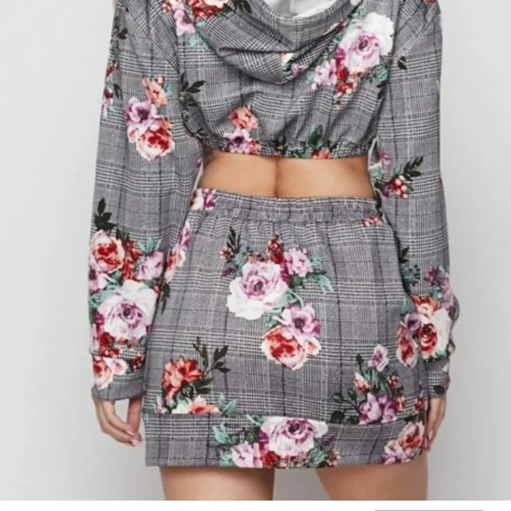 Women's Sweatshirt Bodycon Mini Skirt 2 Piece Outfits Long - Picture 8 of 8